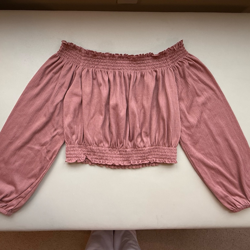 Divided Smocked Off-Shoulder Top in Rose